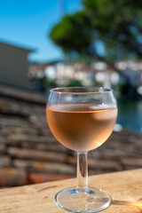 Drinking of local rose wine in summer Provence, France
