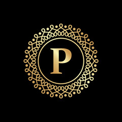 Fototapeta premium P Letter Luxury Logo Design Template Inspiration