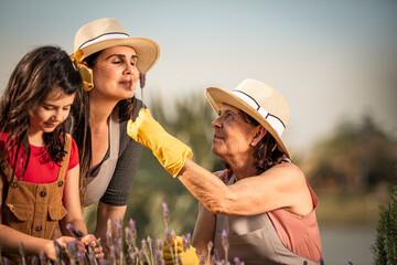 Jardinagem em família ao ar livre