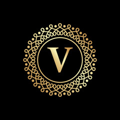 V Letter Luxury Logo Design Template Inspiration