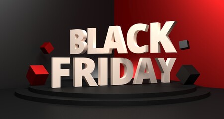 3D illustration of black friday sale background. 