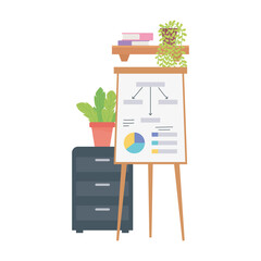 workspace office report board presentation isolated design white background