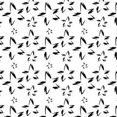 This pattern with black stars and different sizes stars. Vector illustration. Hand draw.