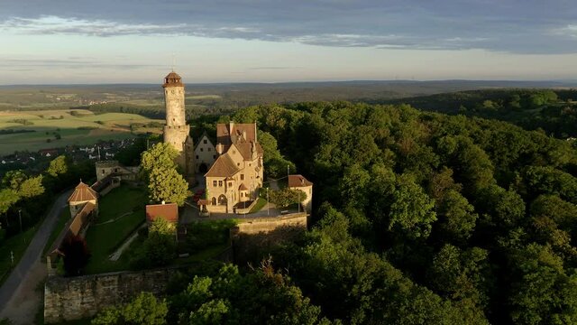 Aerial view: flight at  Altenburg, medieval hilltop castle, Bamberg, Steigerwaldh&ouml;he, Upper Franconia, Franconia, Germany,