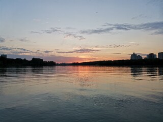 Fototapeta premium sunset over the river