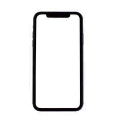 Modern smartphone phone blank screen on white background
