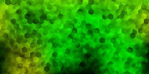 Light green, yellow vector layout with shapes of hexagons.