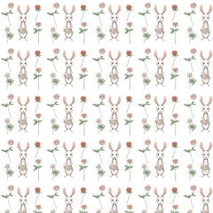 whiye bunnies seamless pattern design wrapping paper