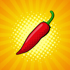 Chili pepper vegetable in bright pop-art style.