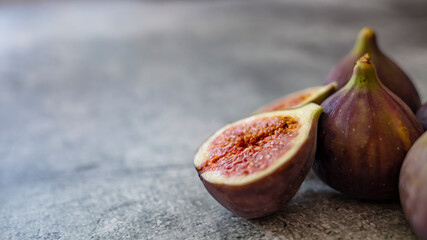 Fresh figs. Food Photo. whole and sliced figs on beautiful rustic background. Fresh Organic Figs. ...