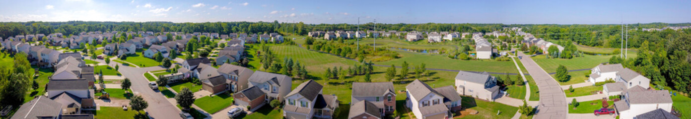 Fototapeta na wymiar Neighborhood Aerial Panorama