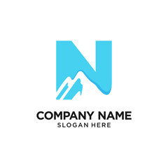N letter Mountain Logo Design Vector Template Inspiration