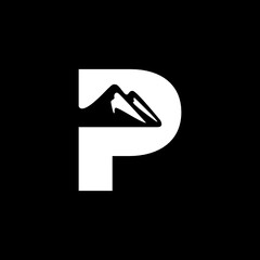 P letter Mountain Logo Design Vector Template Inspiration