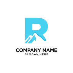 R letter Mountain Logo Design Vector Template Inspiration
