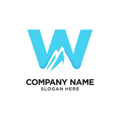 W letter Mountain Logo Design Vector Template Inspiration