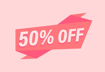 50% OFF Sale Discount Banner. Discount offer price tag. 50% OFF Special offer