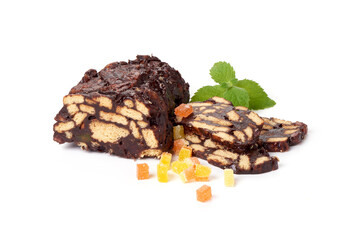 Chocolate Salami, isolated on white background