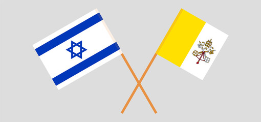 Crossed flags of Vatican and Israel. Official colors
