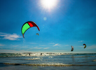 kite surfing on the beach