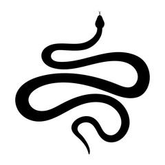 Black silhouette snake. Isolated symbol or icon snake on white background. Abstract sign snake. Vector illustration