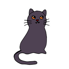 Single cat icon . Hand drawn vector illustration in doodle style outline drawing isolated on white background.