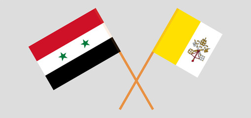 Crossed flags of Vatican and Syria