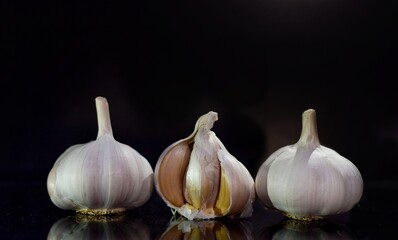 garlic on black