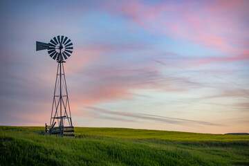 Windmill Sunset on the Prairie