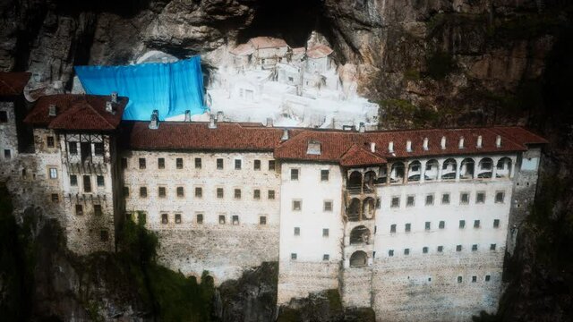 Sumela Monastery on the rocky mountain