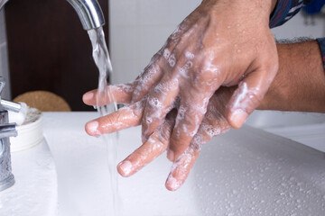 washing hands with soap