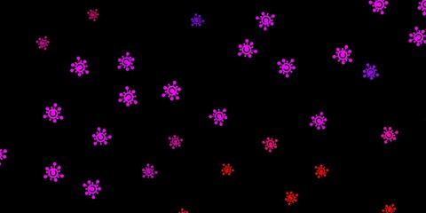 Fototapeta na wymiar Dark pink, red vector background with covid-19 symbols.