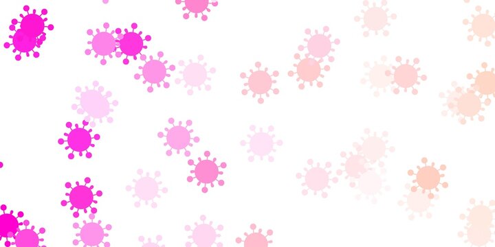 Light pink vector backdrop with virus symbols.