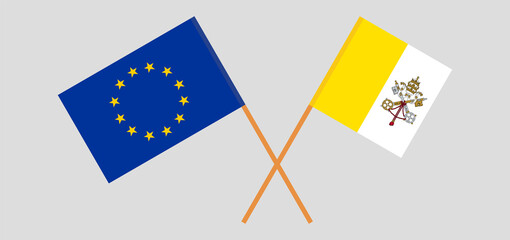 Crossed flags of Vatican and the EU