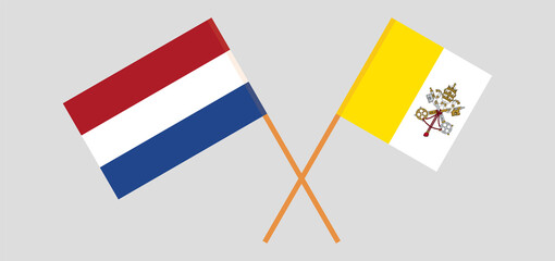 Crossed flags of Vatican and the Netherlands