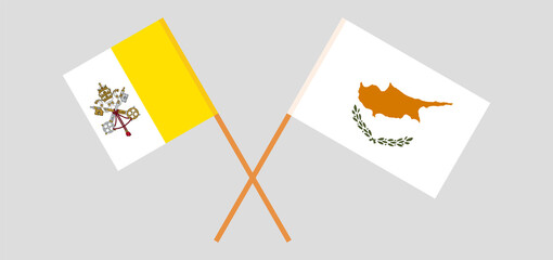 Crossed flags of Vatican and Cyprus