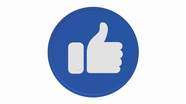 Social media icon in a blue circle shape. Thumb up like concept. Loop animation
