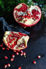 pomegranate red fruit sweet on the table new year tasty treat christmas serving size top view copy space for text food background rustic