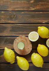 limoncello drink on black wooden surface