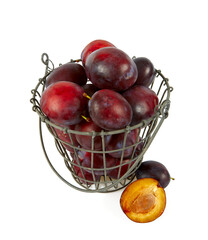 fresh plums isolated on white background
