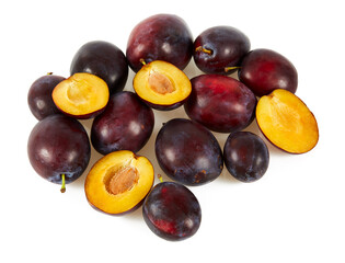 fresh plums isolated on white background