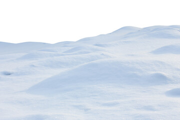 A large beautiful snowdrift isolated on white background.Winter snow  background. A big snow drift