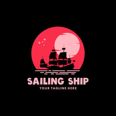 Sailing yacht sailboat in the night logo