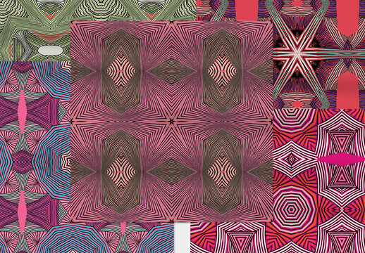 Seamless Pattern Collection with Ethic Mandala Motif