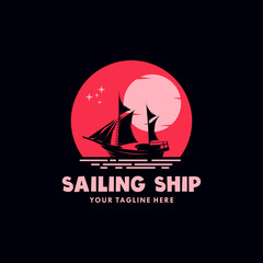 Sailing yacht sailboat in the night logo