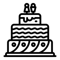 Wedding cake icon. Outline wedding cake vector icon for web design isolated on white background