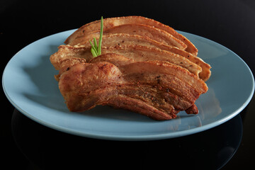 Fried Pork Belly On A Plate
