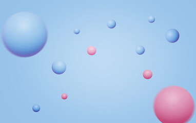 Flying spheres pastel festive background. Abstract wallpaper.