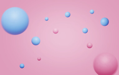 Flying spheres pastel festive background. Abstract wallpaper.
