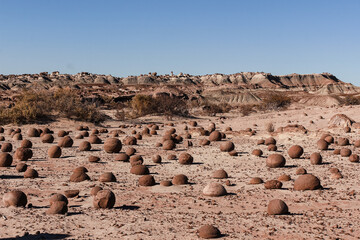 Obraz premium Desertic landscape with mountains and geological formations from Argentina