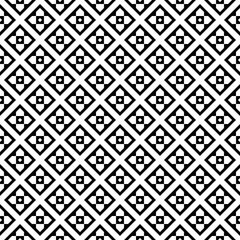 Repeated black figures and rhombuses on white background. Ethnic wallpaper. Seamless surface pattern design with diamonds ornament. Geometrical motif. Digital paper for textile print, web designing